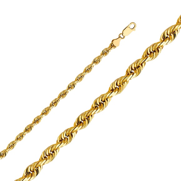 TGDJ Other - 14K Yellow 6mm Solid Rope Diamond cut Chain - 8.5"
